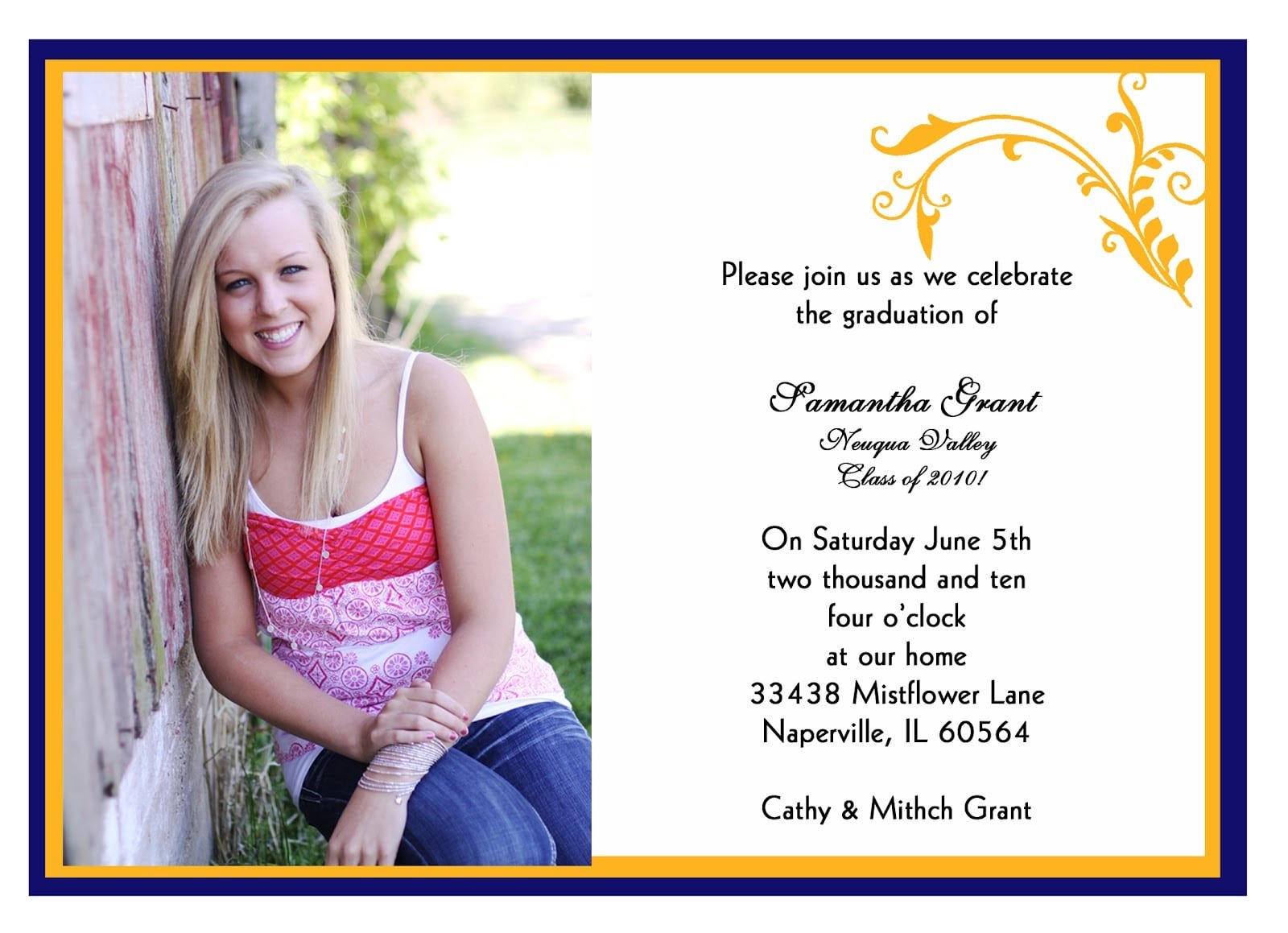 Colors Samples Of Graduation Party Invitation Wording Example Of A