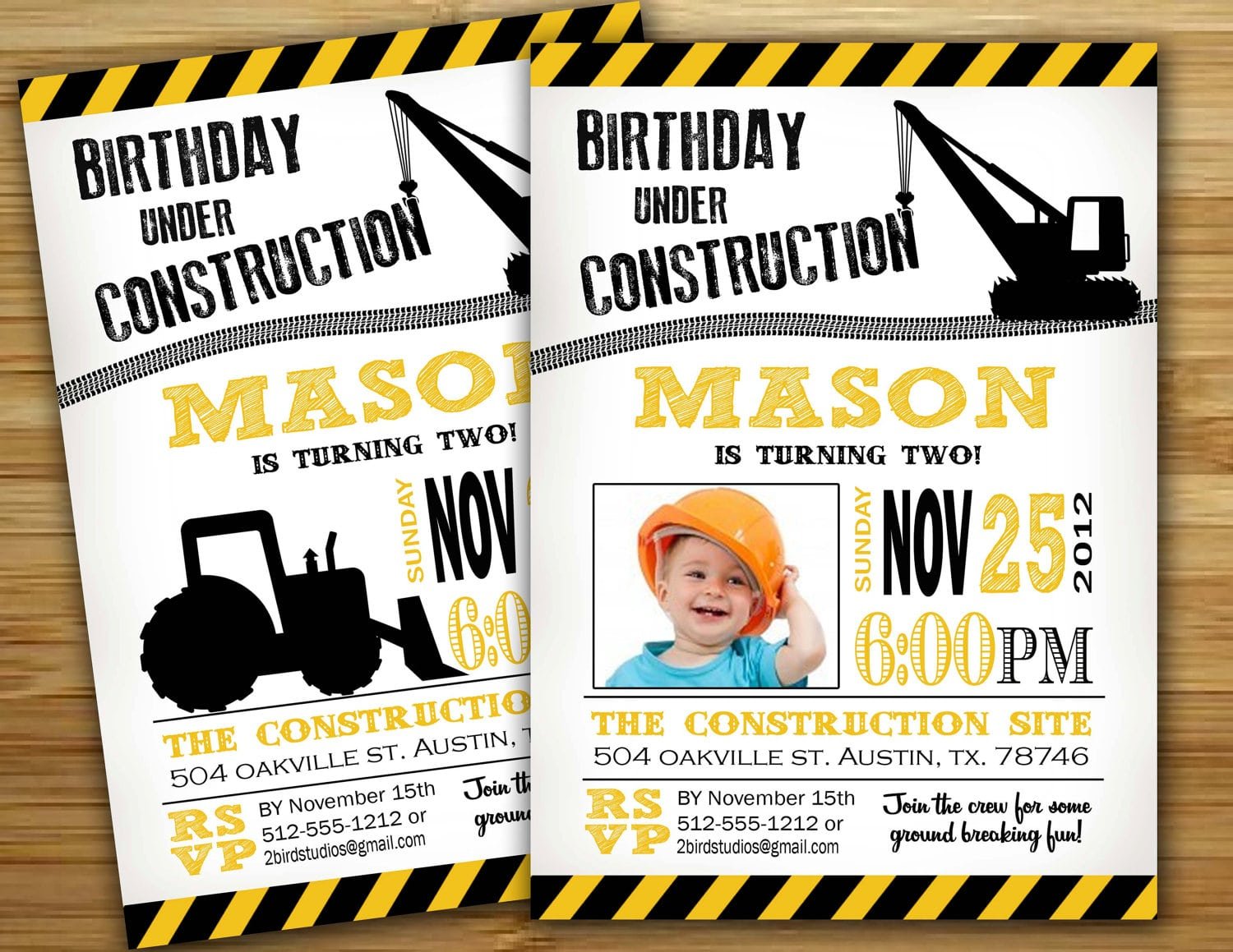 Construction Birthday Party Invitation   Invite