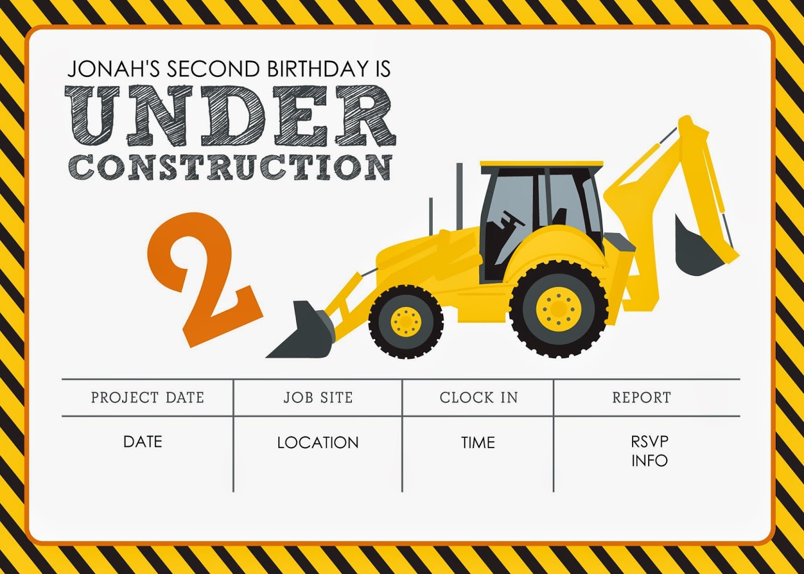 Construction Party Invitations