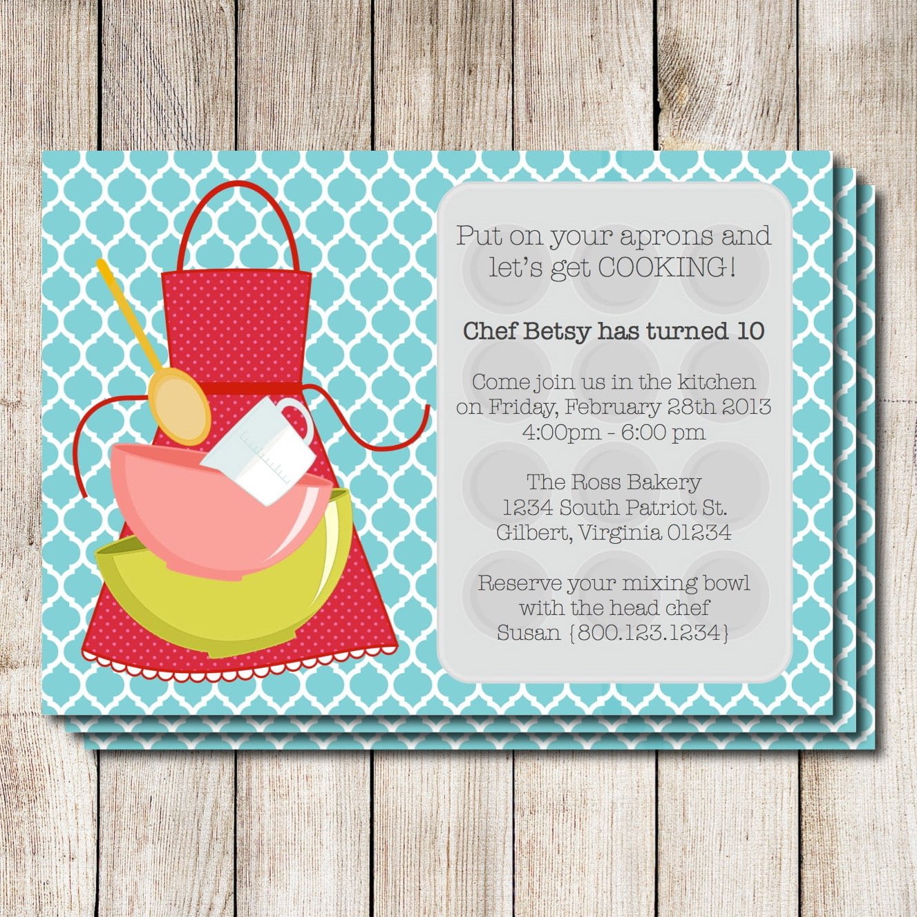 Cooking Party Invitation Baking Party Invitation Printable