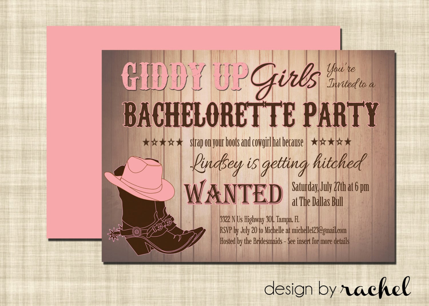 Cowgirl Bachelorette Party Invitation