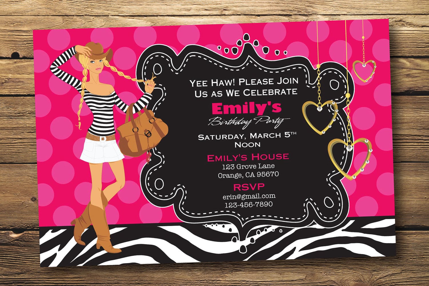 Cowgirl Theme Bachelorette Or Birthday Party Invitation