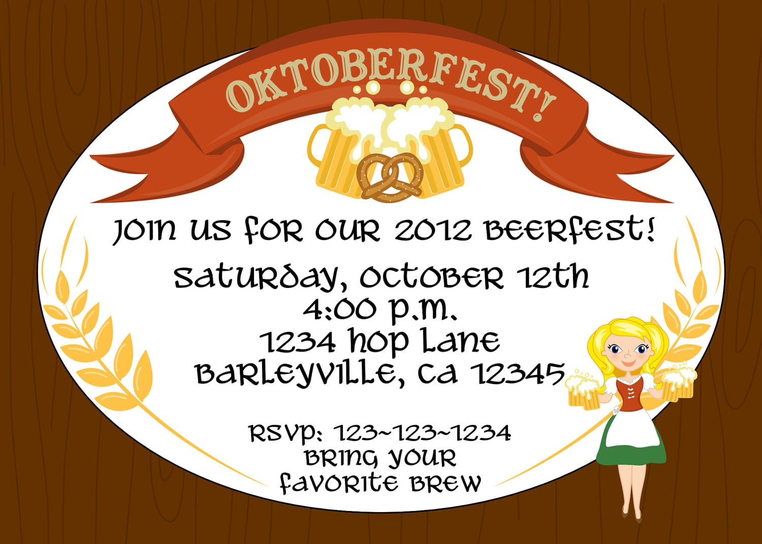 Creative Oktoberfest Beerfest Invitation Template Design Oval