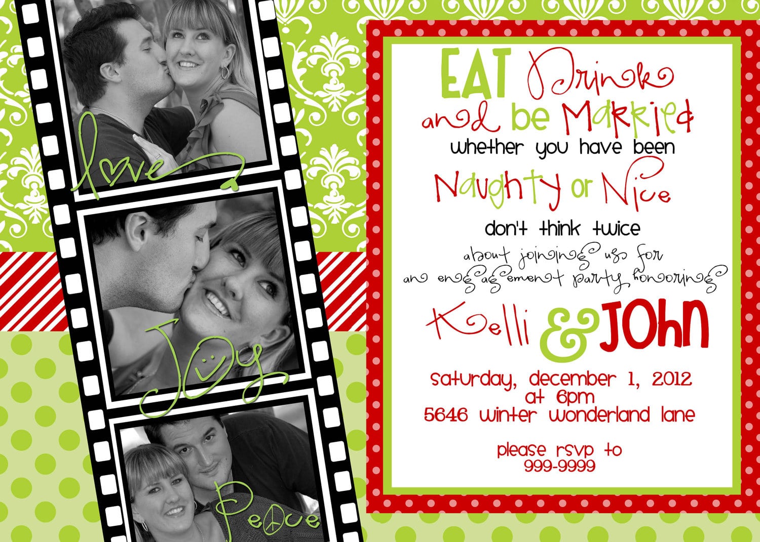 Custom Designed Christmas Party Invitations Eat Drink And Be