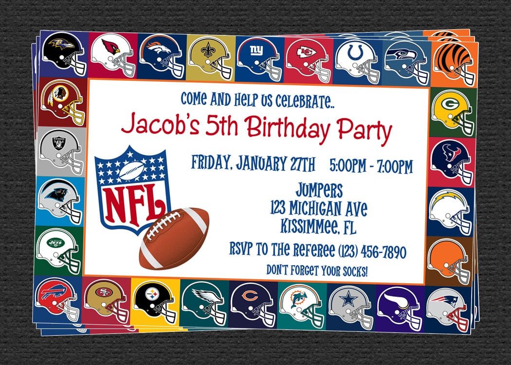 Custom Football Invitations Birthday Party Invitations