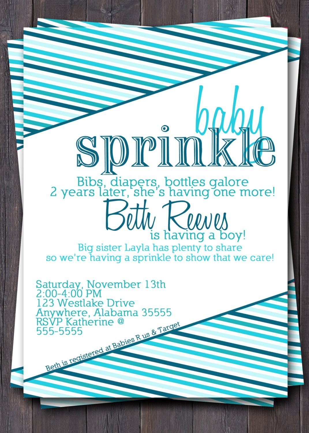 Custom Sprinkle Baby Shower Invitation (digital Print)