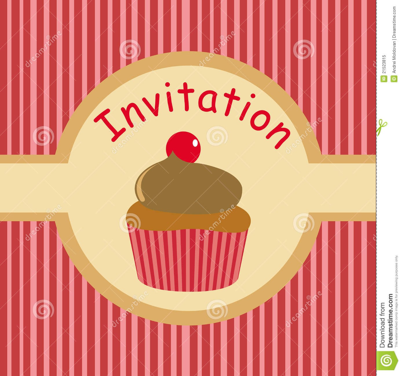 Cute Party Invitation For Kids With Cupcake Royalty Free Stock