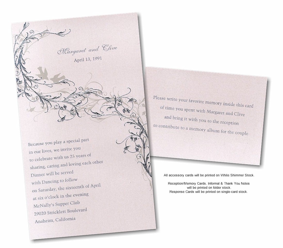 Delightful Silver Wedding Anniversary Invitation Template With