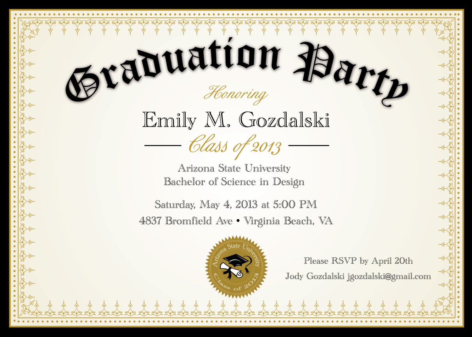 Designs   Examples Of Graduation Party Invitations