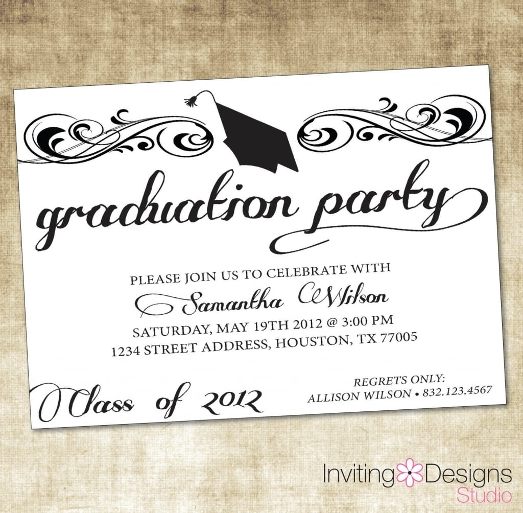 Designs Clasic College Graduation Announcement Invitation Wording