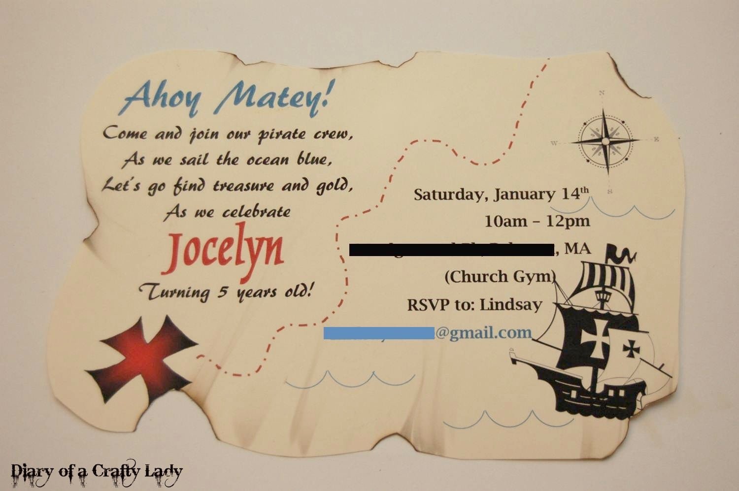 Diary Of A Crafty Lady  Pirate Party Part 5  Invitations,thank You