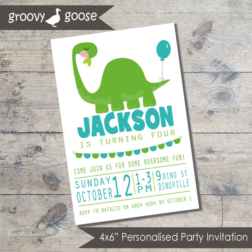 Dinosaur Balloon Kids Party Invitation Diy Printable Dinosaur