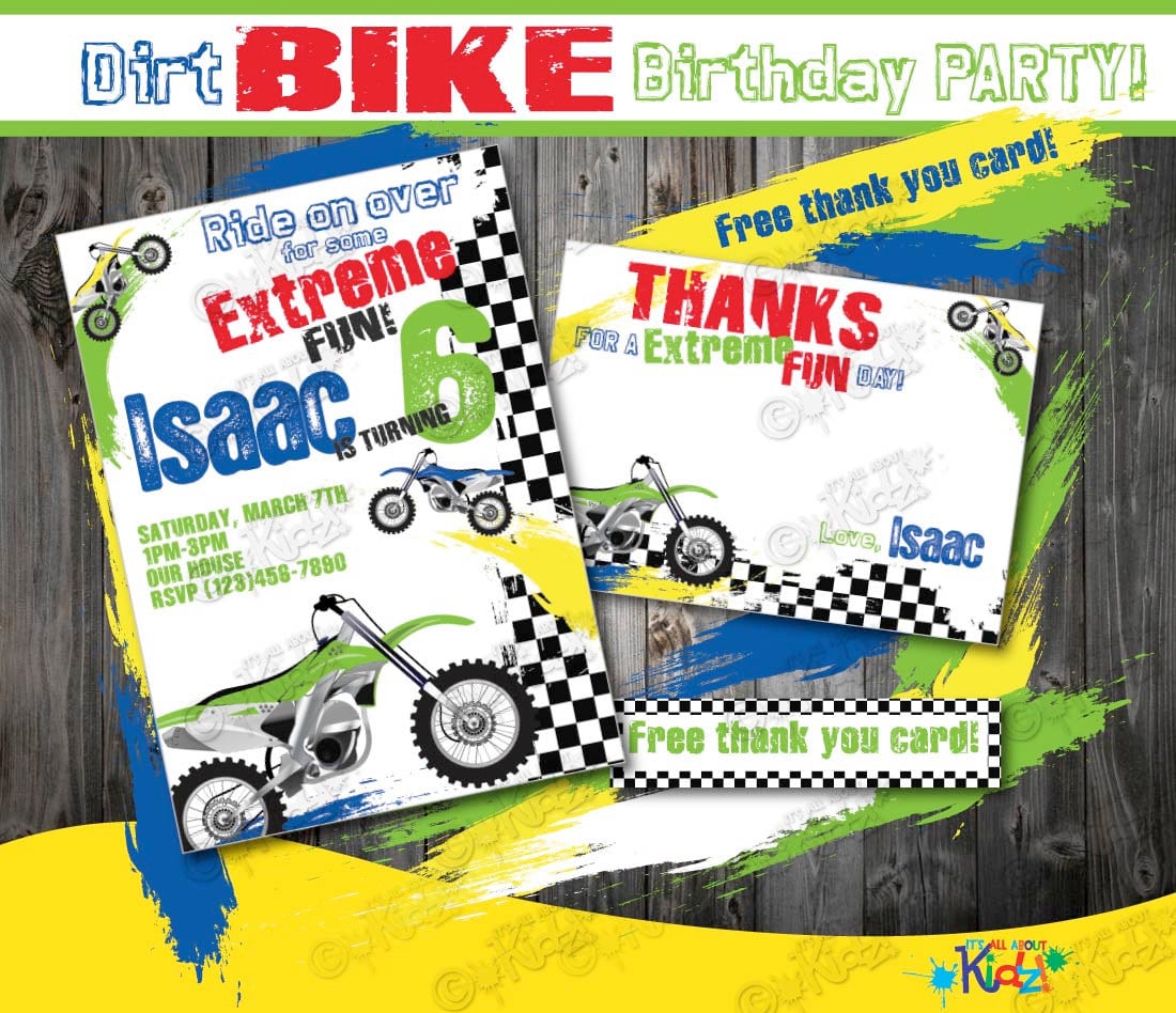 Dirt Bike Birthday Invitation Diy Dirt Bike Party Invitation