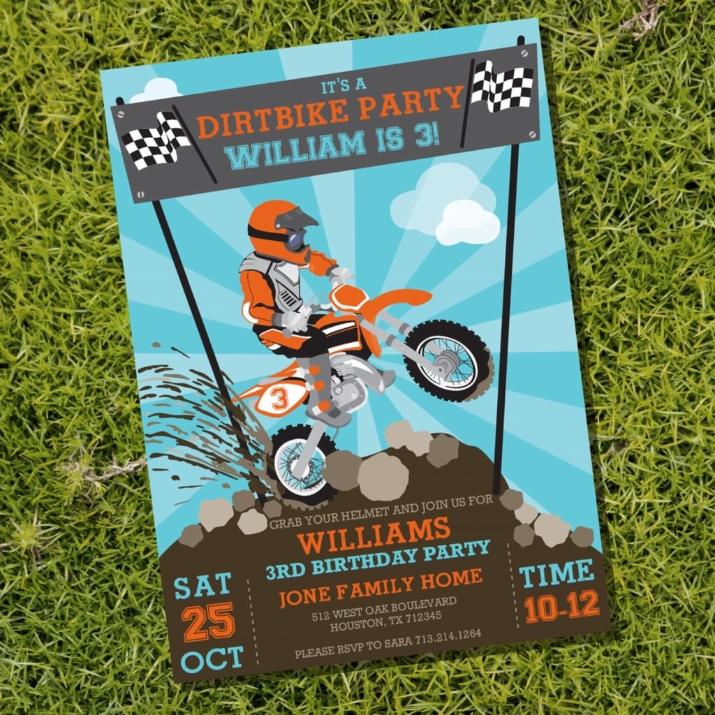 Dirt Bike Party Invitations Motocross Birthday Party Invitation