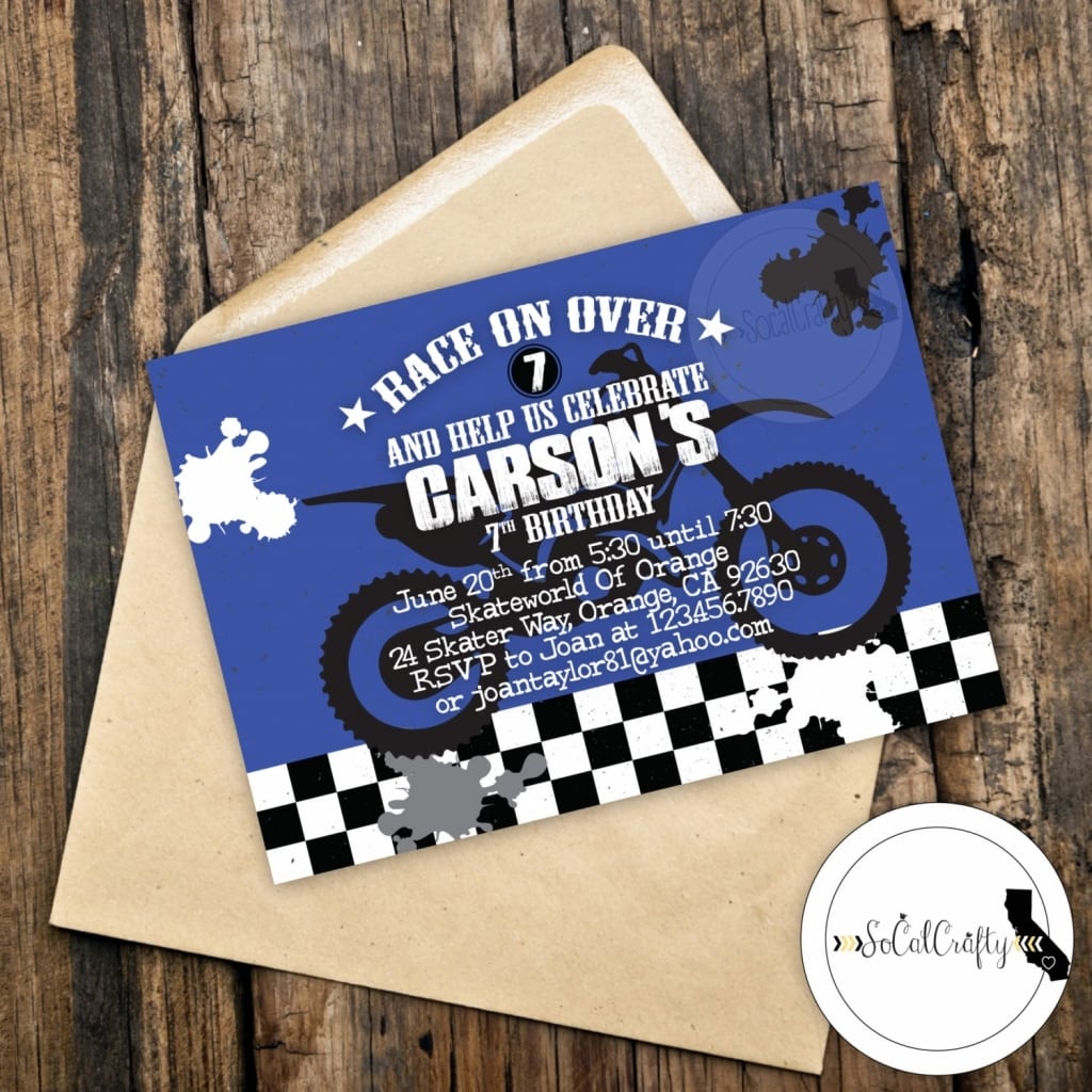 Dirt Bike Party Invitations Motocross Birthday Party Invitation