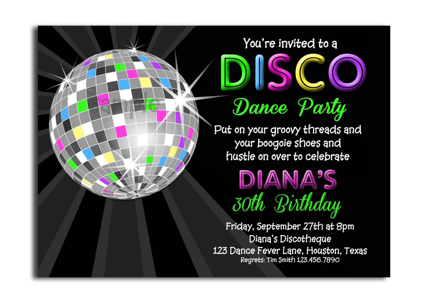 Disco Party Invitations Free Printable