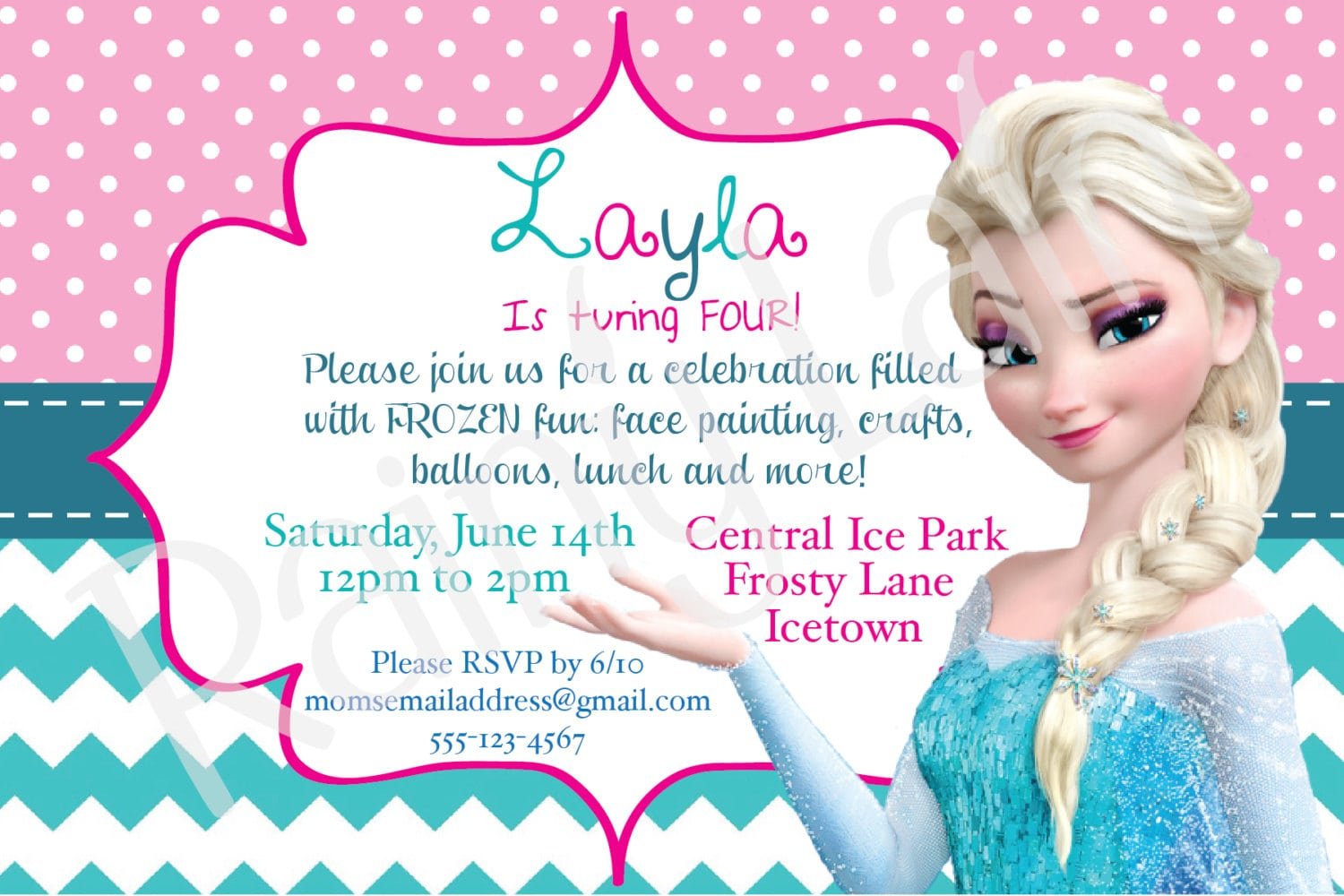 Disney Frozen Printable Birthday Party Invitation Invite