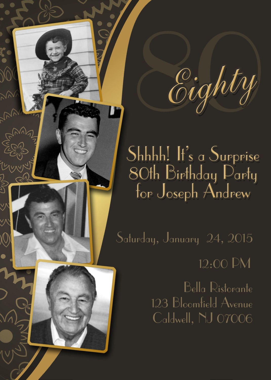Diy Print Birthday Invites, Adult 80th Birthday Invitation