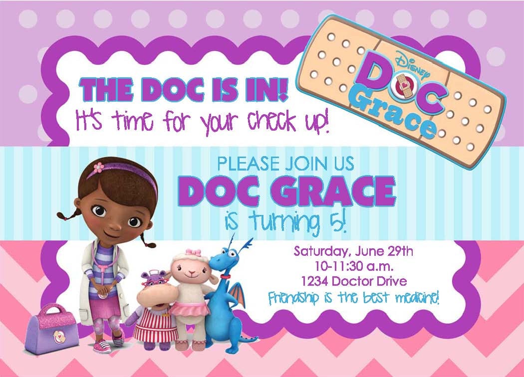 Doc Mcstuffins Party Invitations