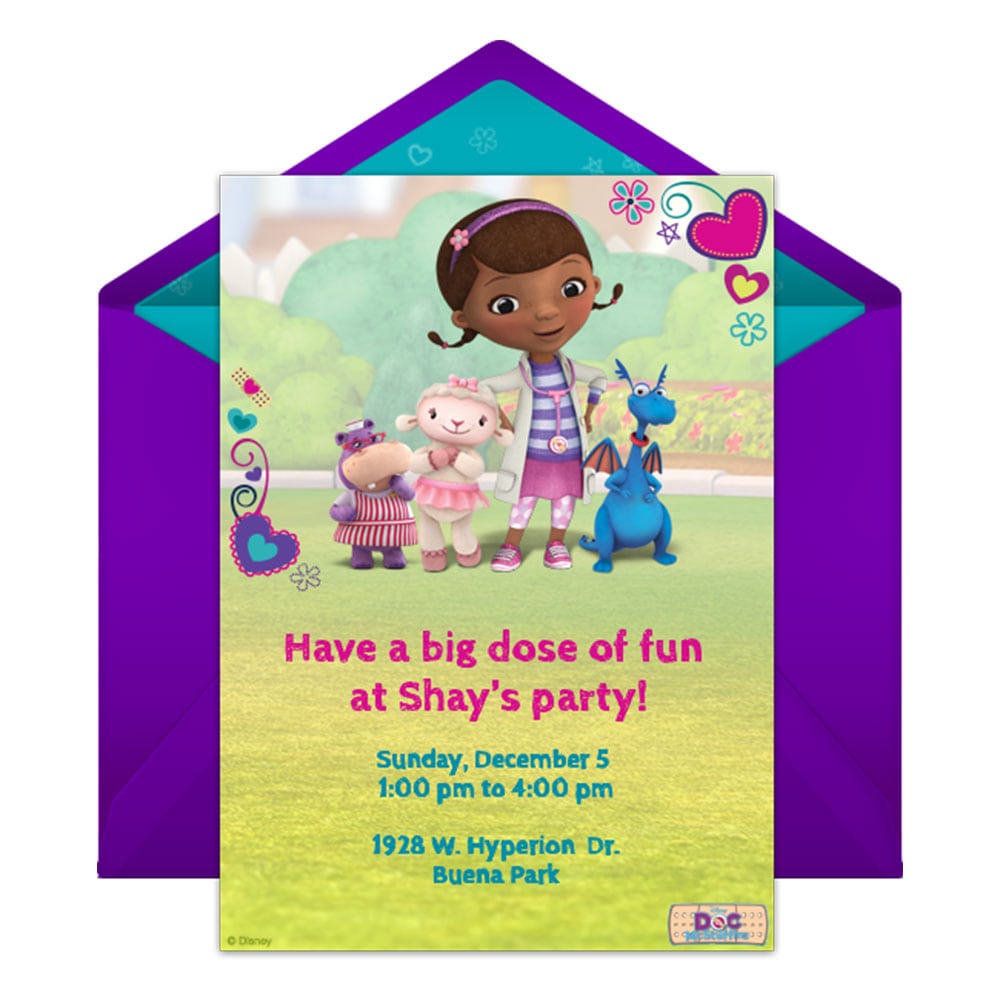 Doc Mcstuffins Party Online Invitation