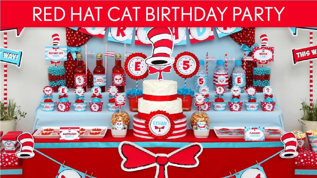 Dr  Seuss Cat In The Hat Birthday Party Ideas    Red Hat Cat