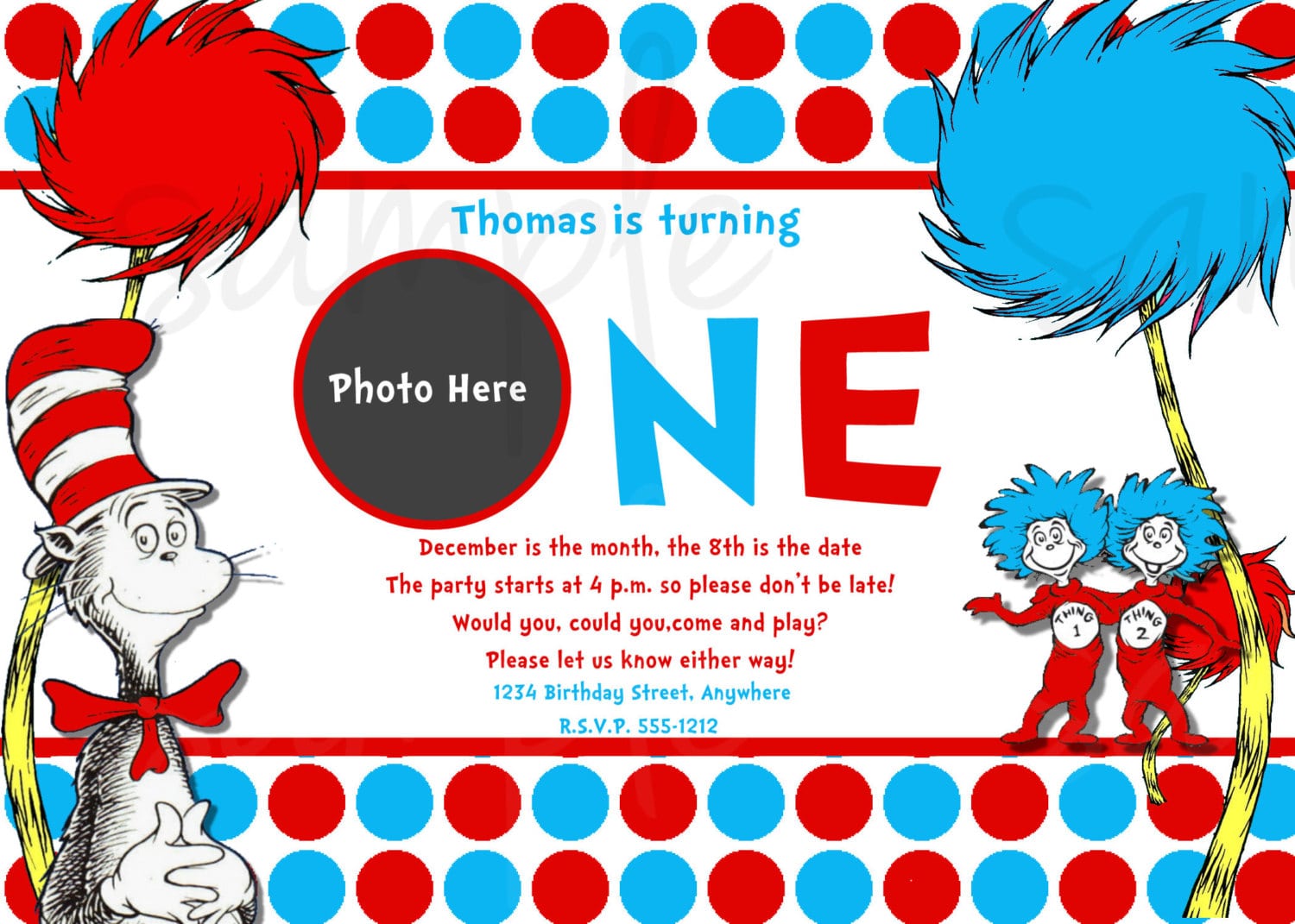 Dr Seuss Birthday Invites