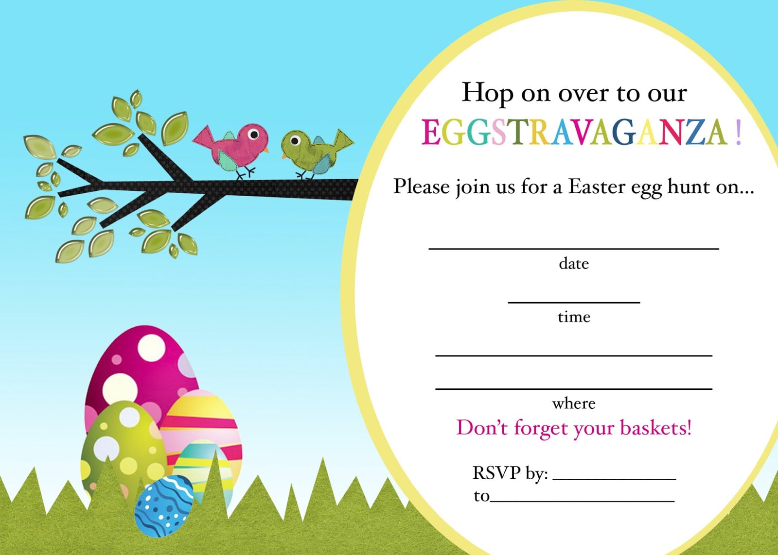 Easter Egg Hunt Invitation Clipart