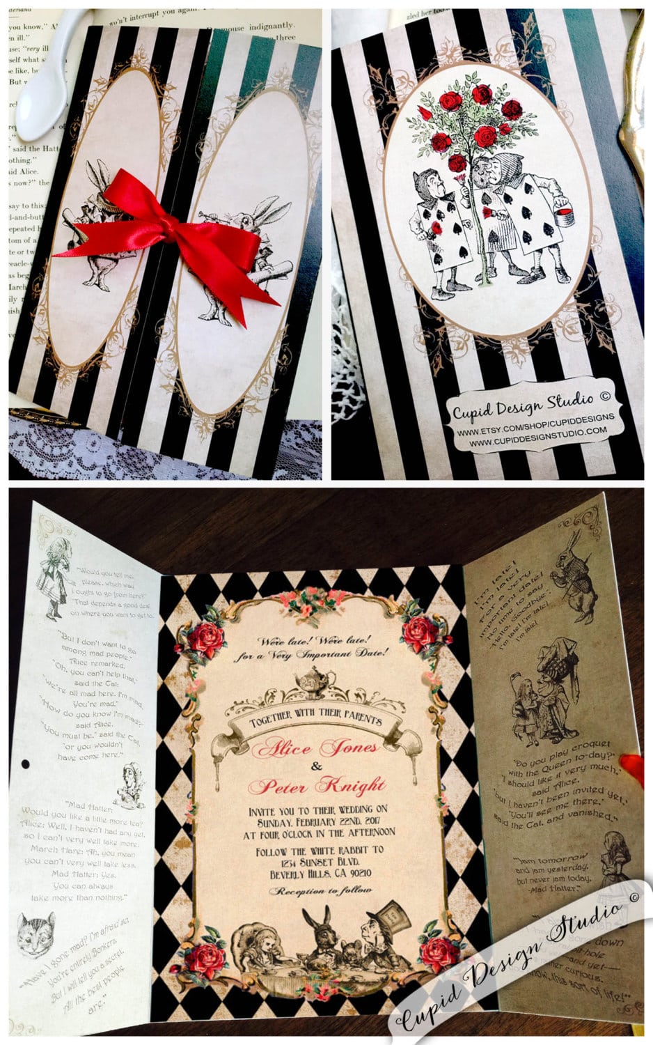 Elegant Alice In Wonderland Invitation  Mad Hatter Tea Party