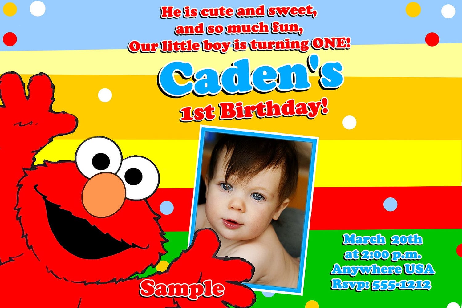 Elmo 1st Birthday Party Invitations