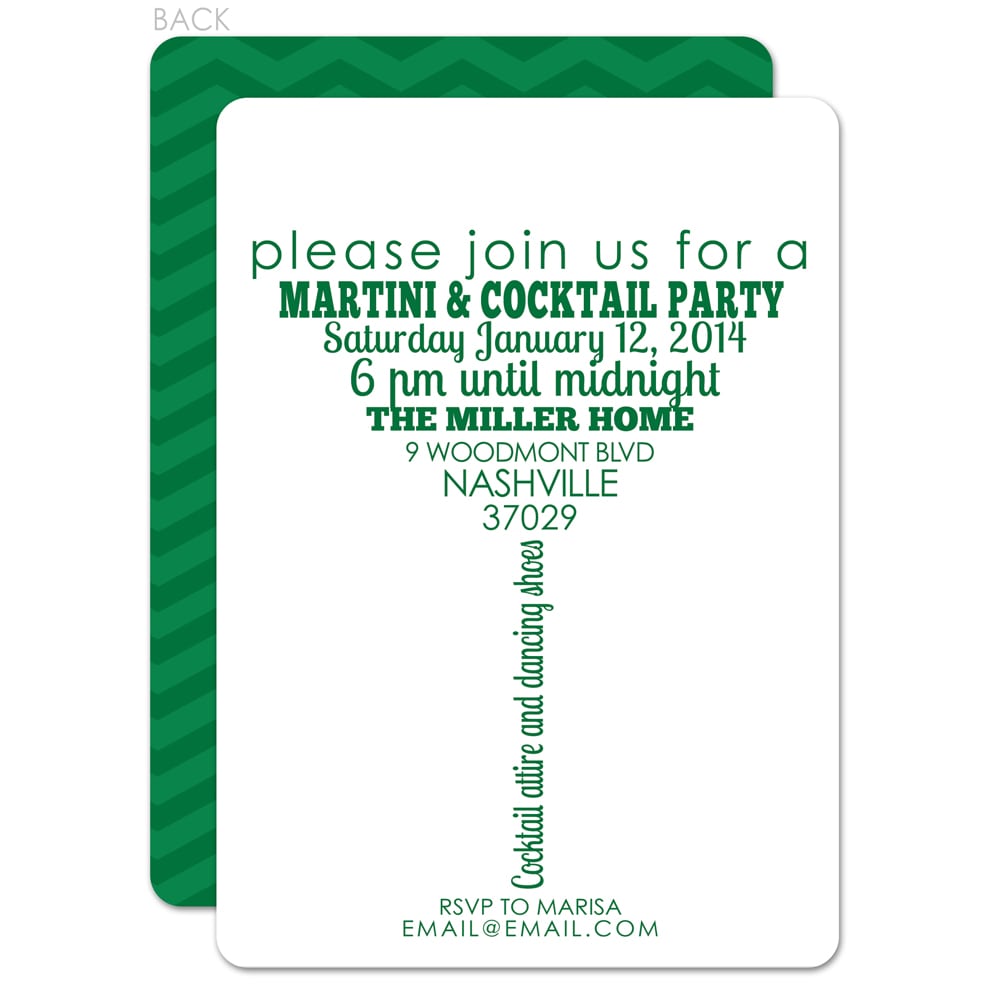 Example Martini Cocktail Party Invitation Card Design Idea With