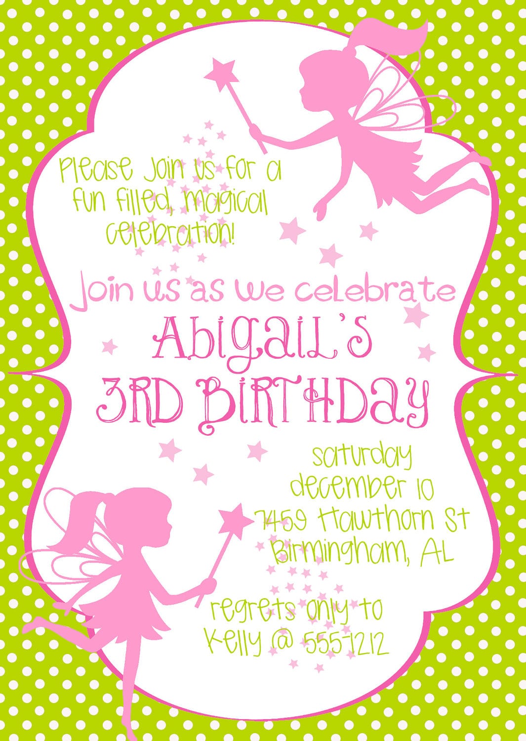 Fairy Birthday Party Invitations