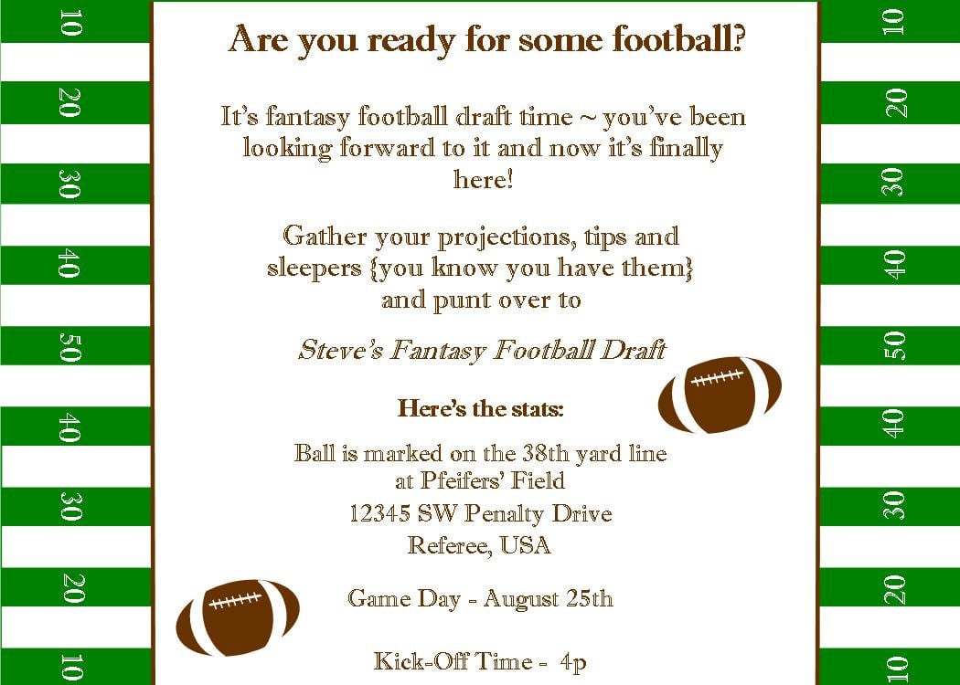 Fantasy Football Superbowl Birthday Party Printable Invitation