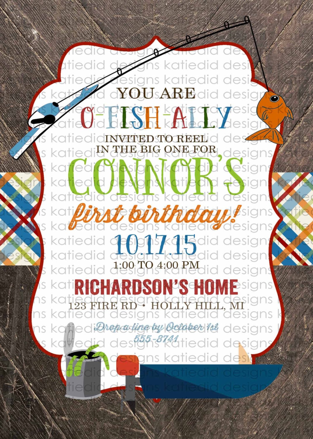 Fishing Camping Birthday Invitations Baby Boy Shower Vintage Party