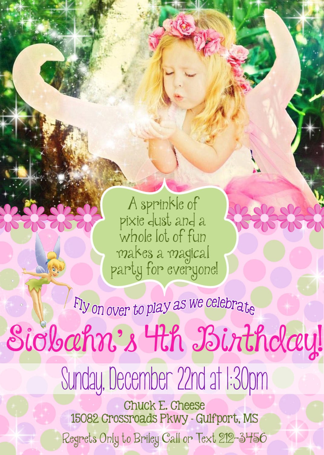Flower Fairy Birthday Party Invitation