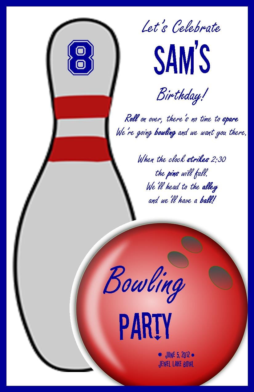 Free 10 Pin Bowling Birthday Party Invitation Template