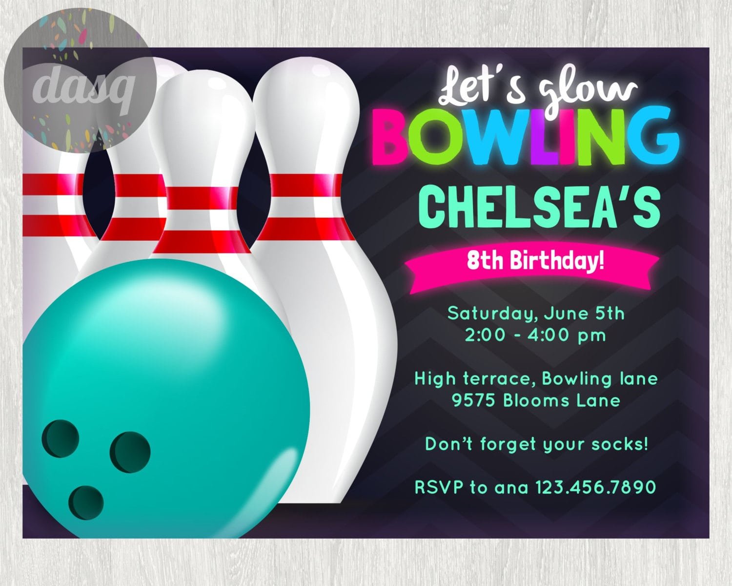 Free 10 Pin Bowling Birthday Party Invitation Template