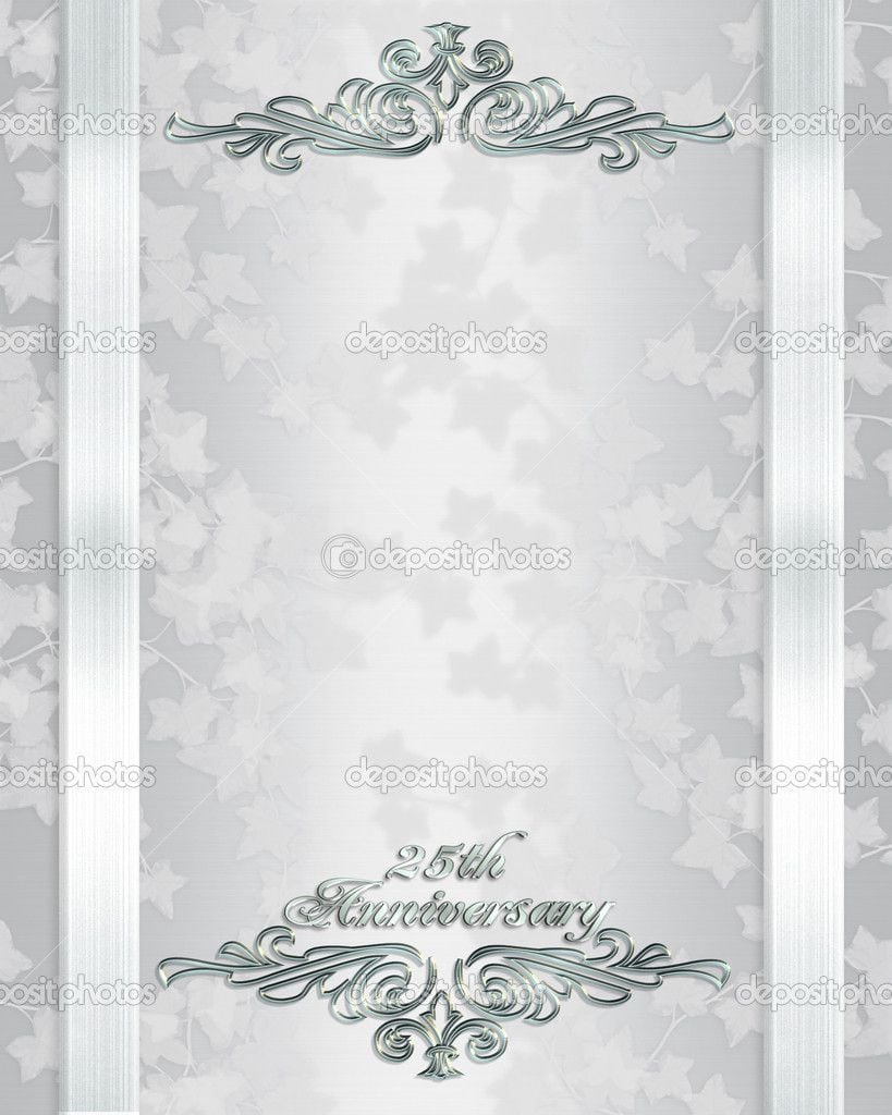 Free 25th Wedding Anniversary Invitations   25th Wedding
