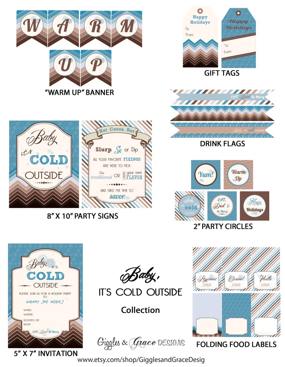 Free Holiday Party Printables From Giggles & Grace Designs
