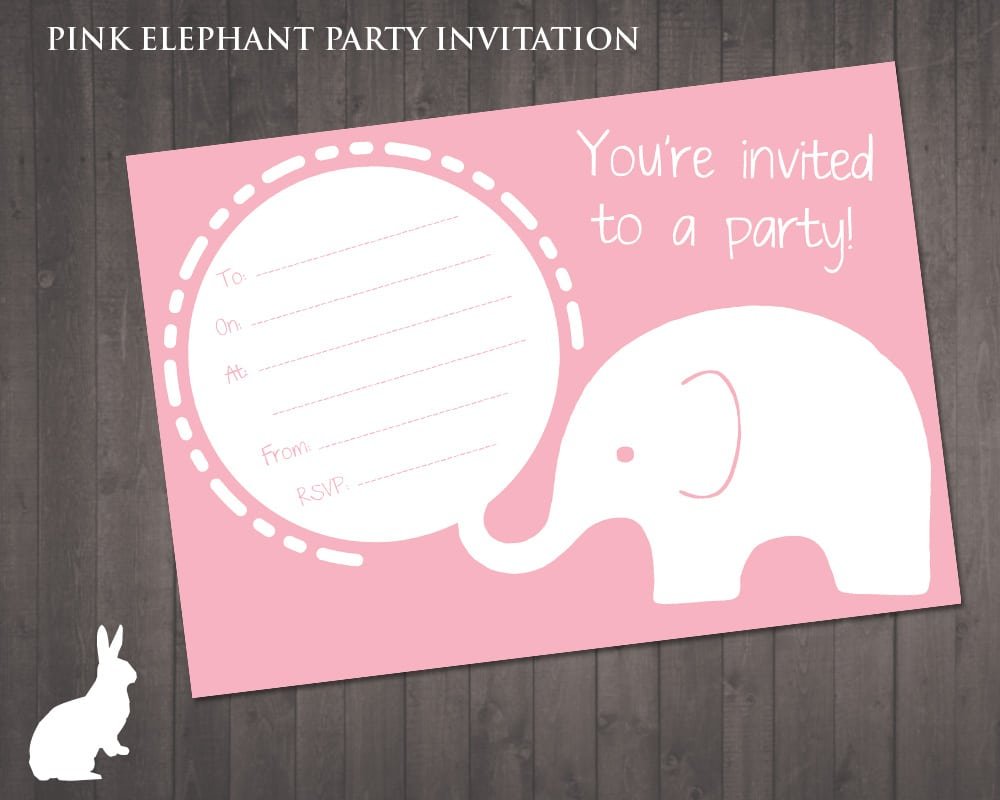 Free Pink Elephant Party Invitation