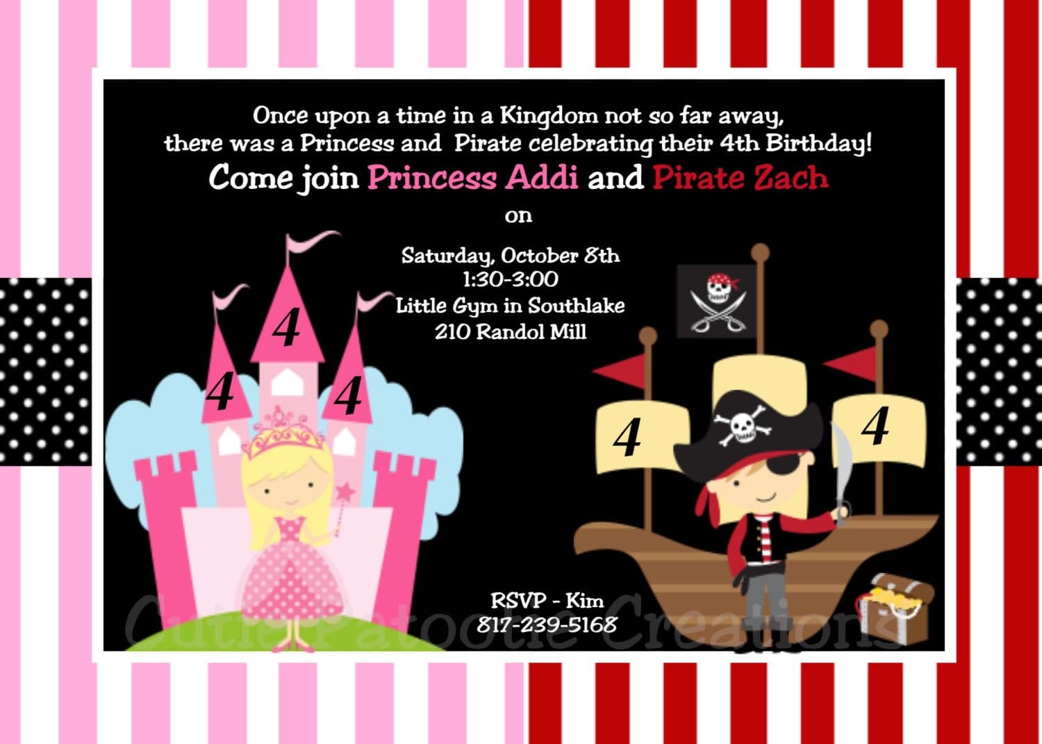 Free Princess And Pirate Invitation Templates