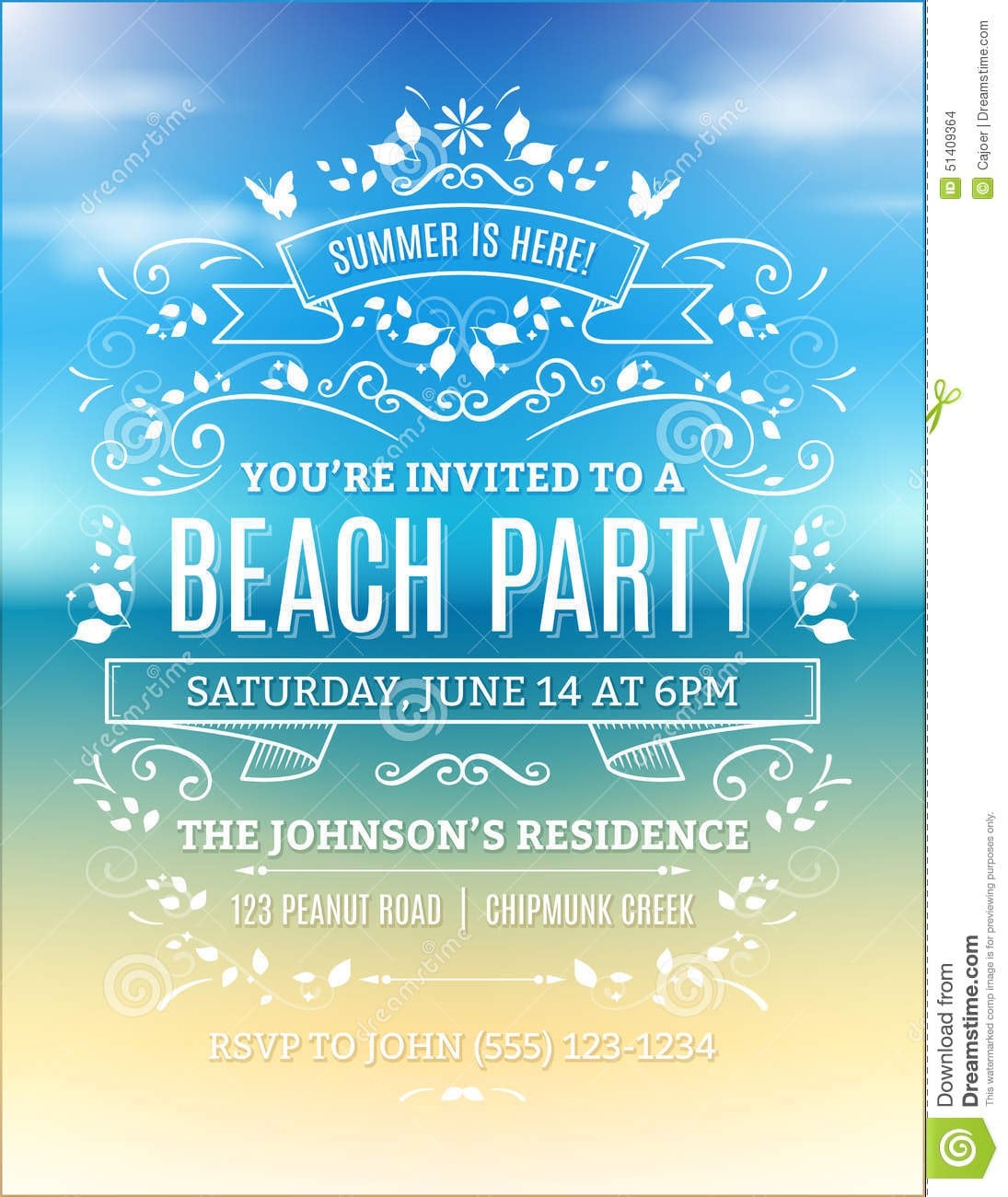 Free Printable Beach Party Invitations