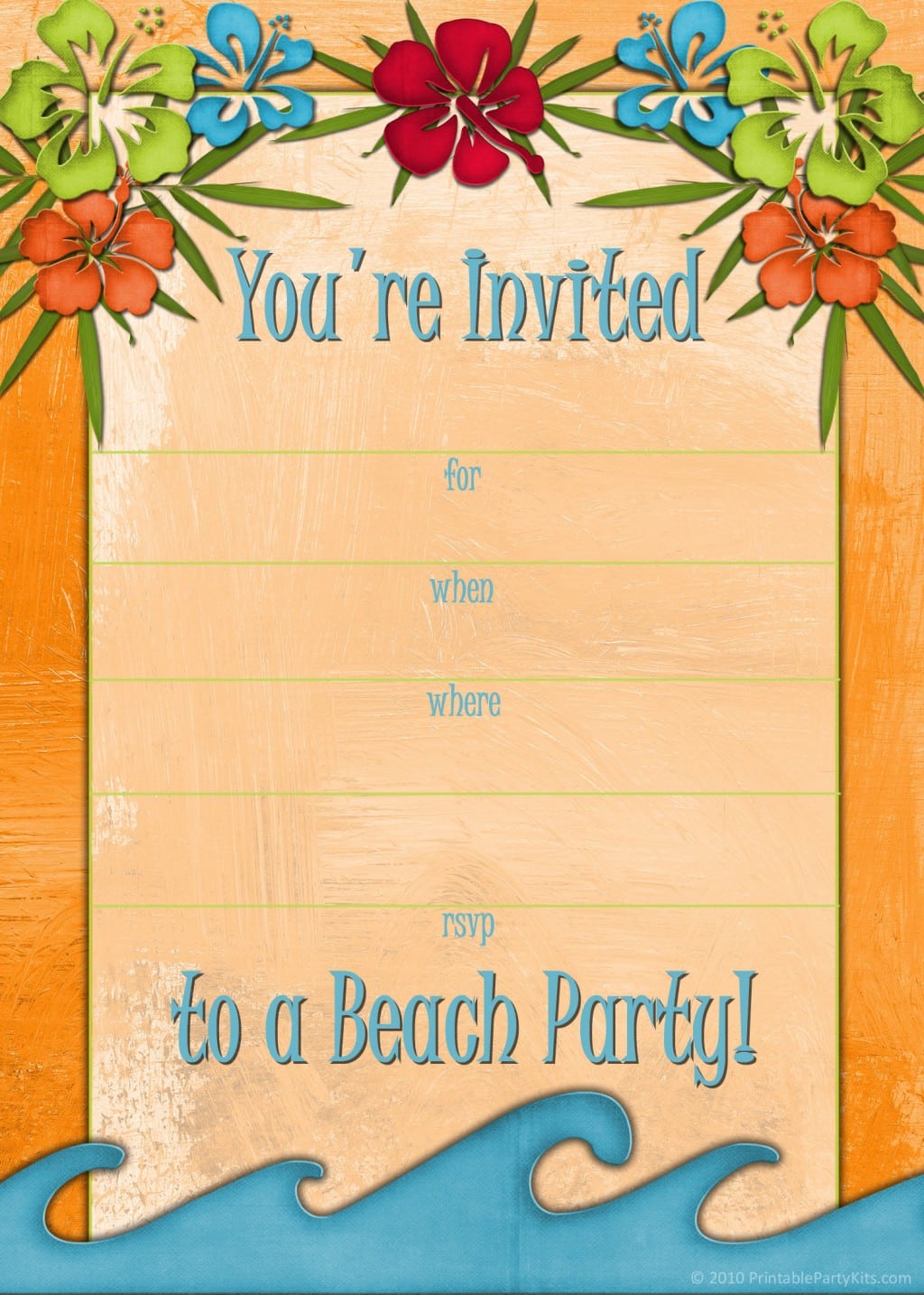 Free Printable Beach Party, Luau And Bbq Invitations Templates