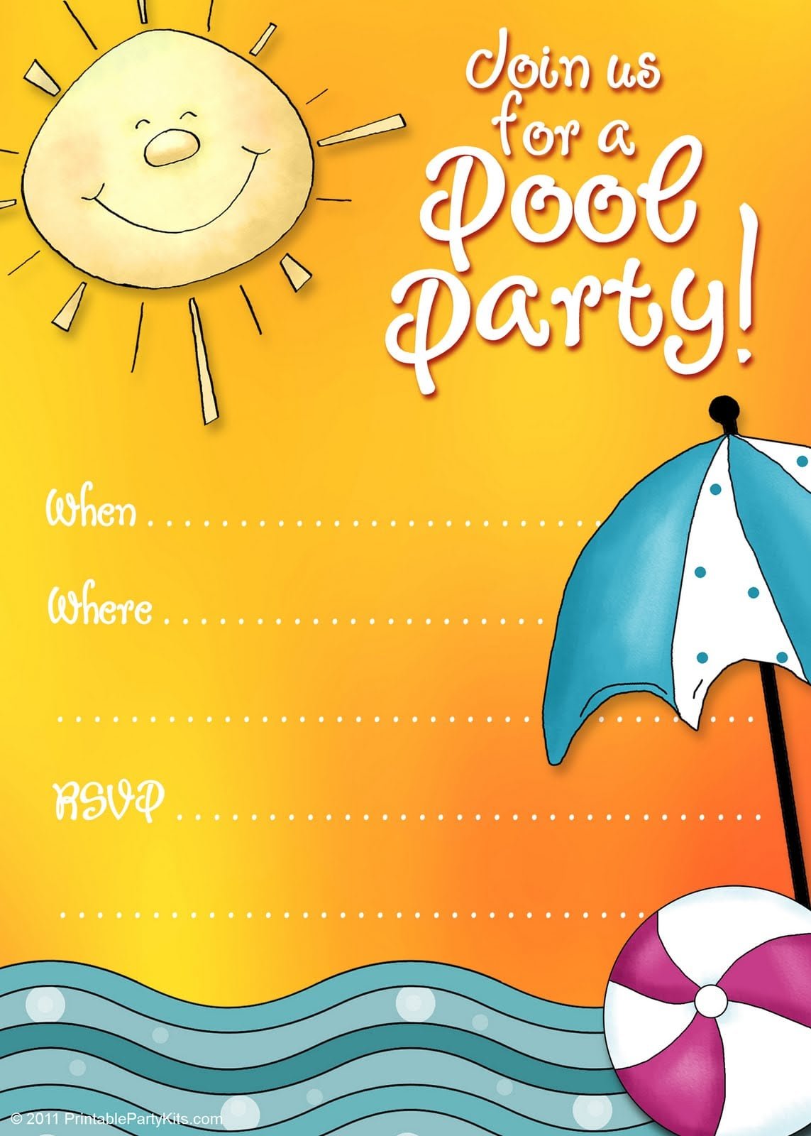 Free Printable Party Invitations  Free Invites For A Summer Beach