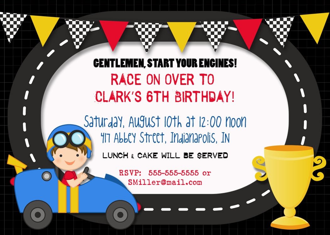 Free Printable Race Car Party Invitations