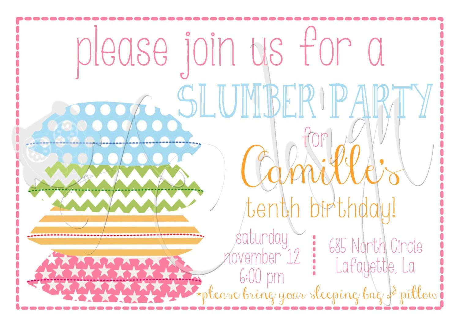 Free Printable Slumber Party Invitations Girls