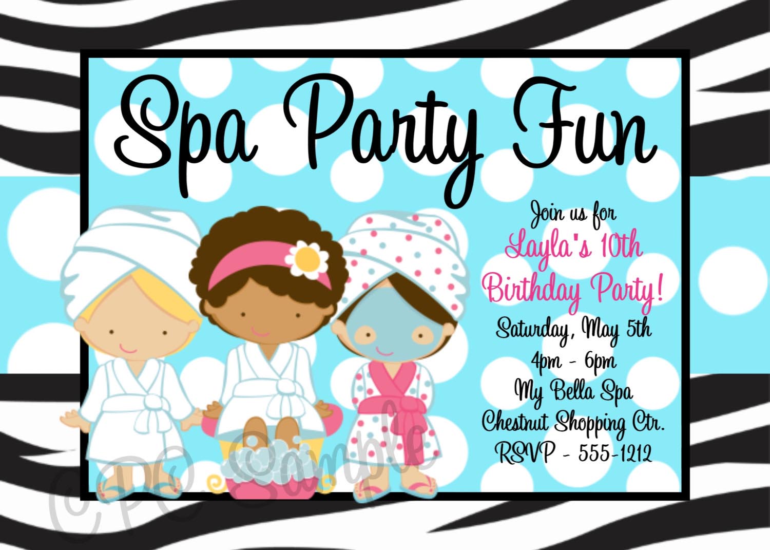 Free Printable Spa Birthday Party Invitations