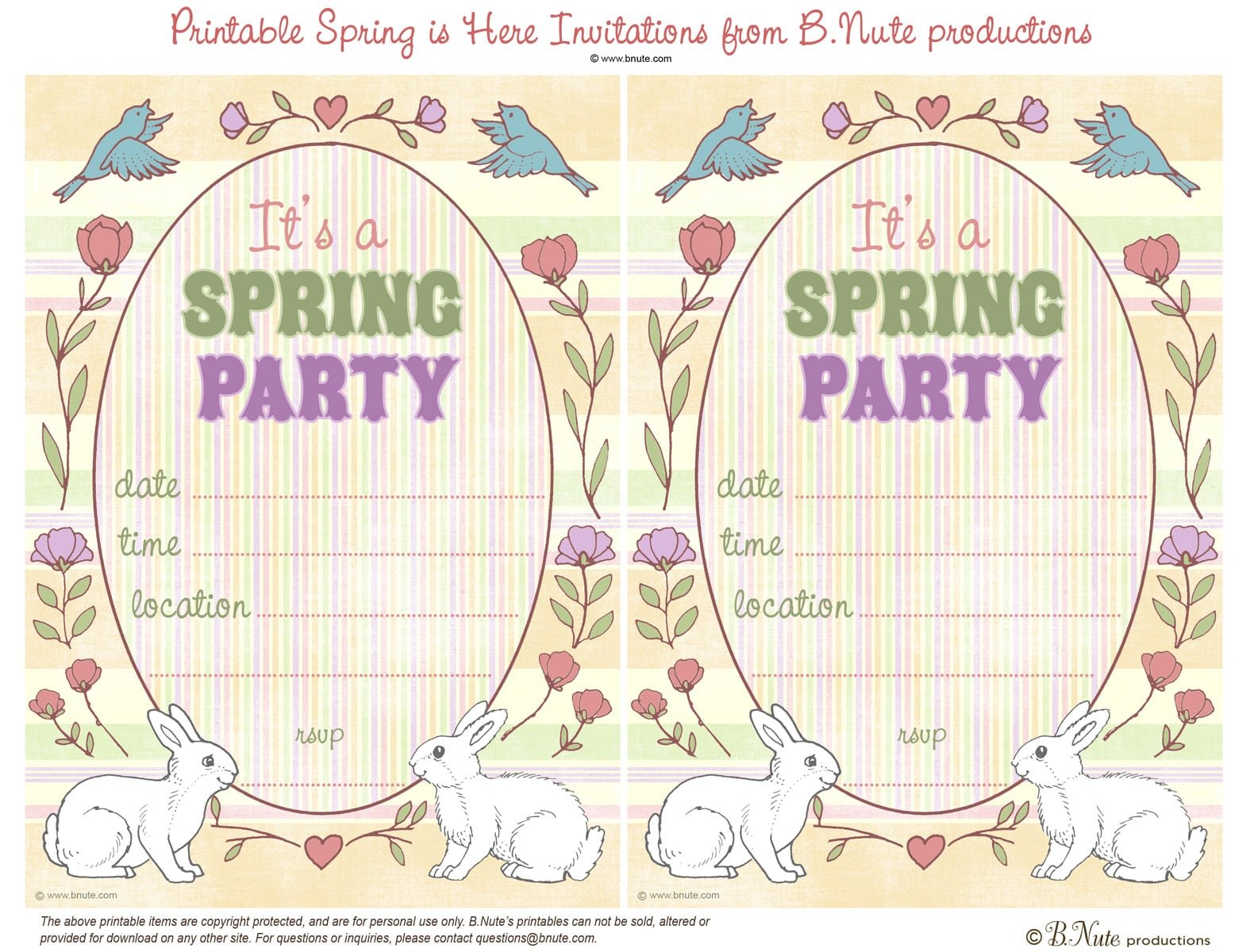 Free Printable Spring Is Here Easter Invitations