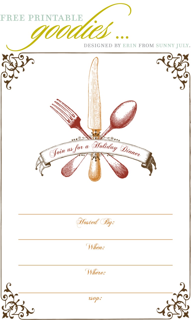 Free Printable Thanksgiving Dinner Invite