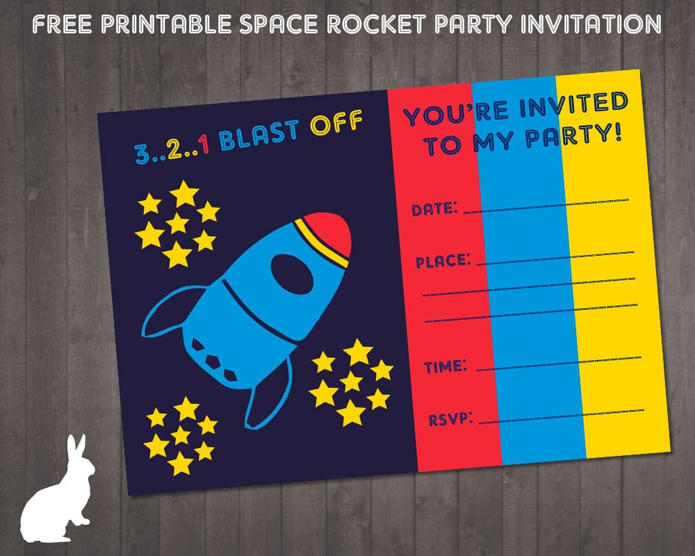 Free Space Rocket Party Invitation