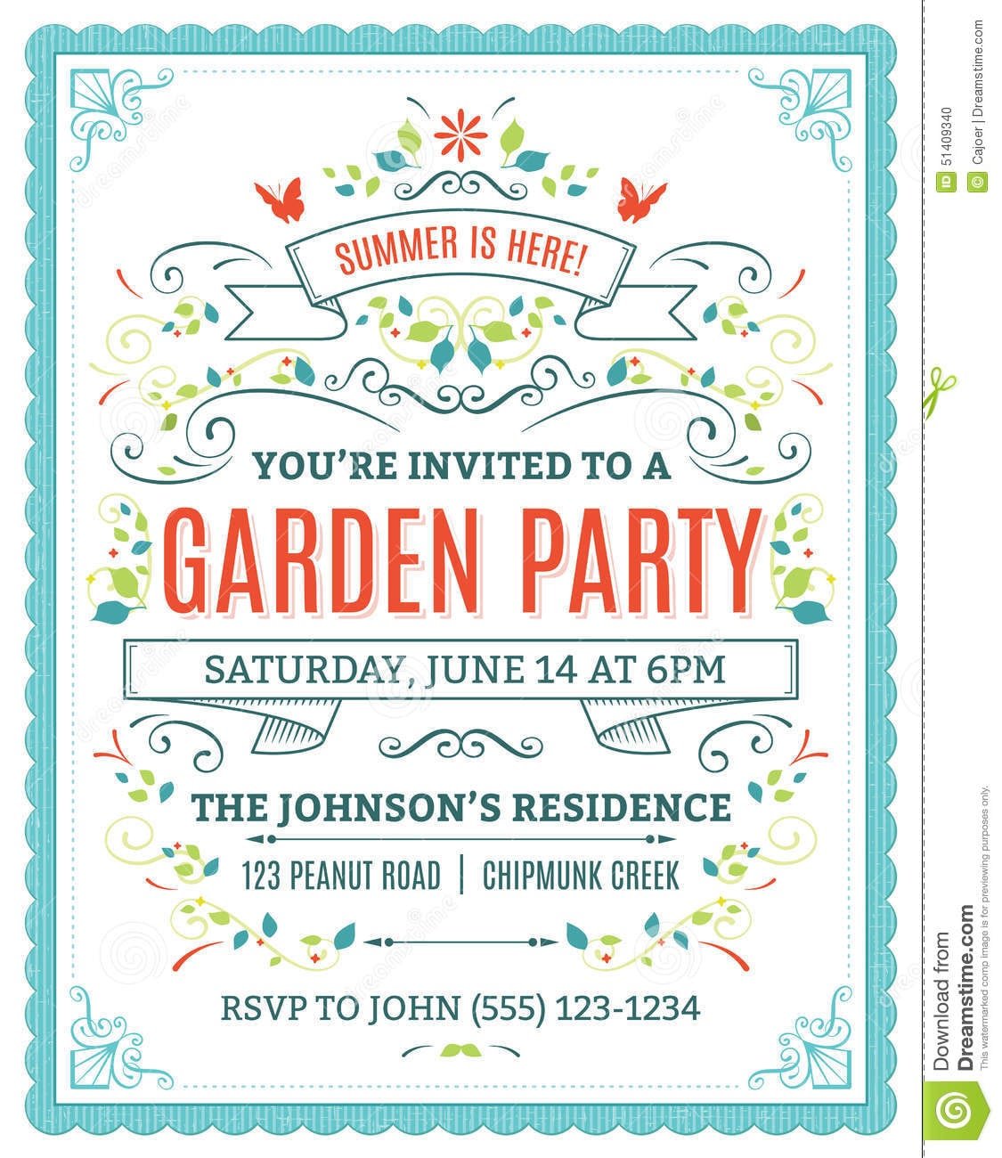 Garden Party Invitation Stock Vector